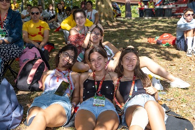 Youths laying on grass